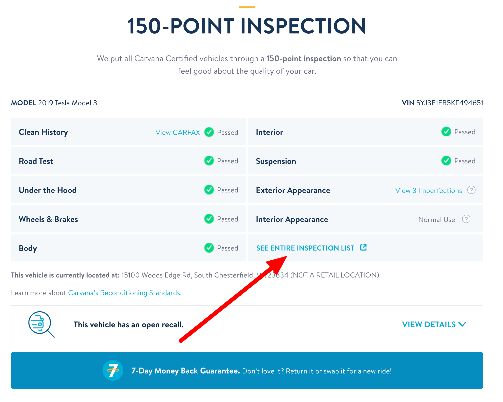 Carvana Inspection Report